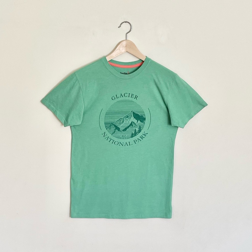 Kastlfel Glacier National Park Graphic Recycled Bottle Green T Shirt Adult Small